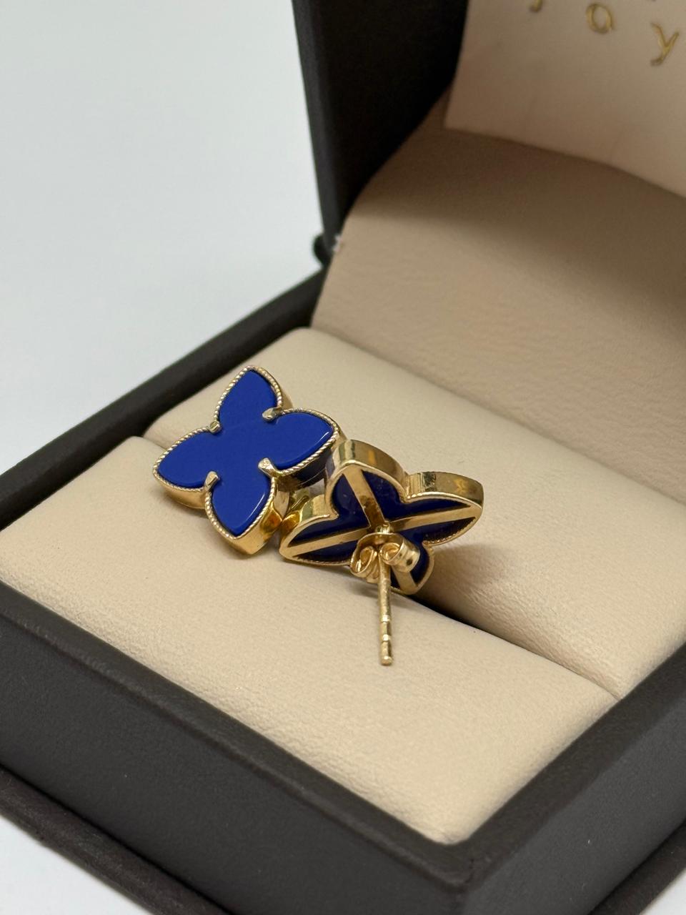 ARETES FLOR LAPIZLAZULI 18K 3.1GR